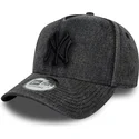 bone-curvo-preto-snapback-9forty-e-frame-denim-da-new-york-yankees-mlb-da-new-era