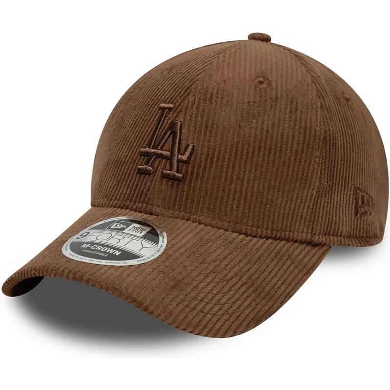 bone-curvo-castanho-ajustavel-com-logo-castanho-9forty-m-crown-cord-da-los-angeles-dodgers-mlb-da-new-era