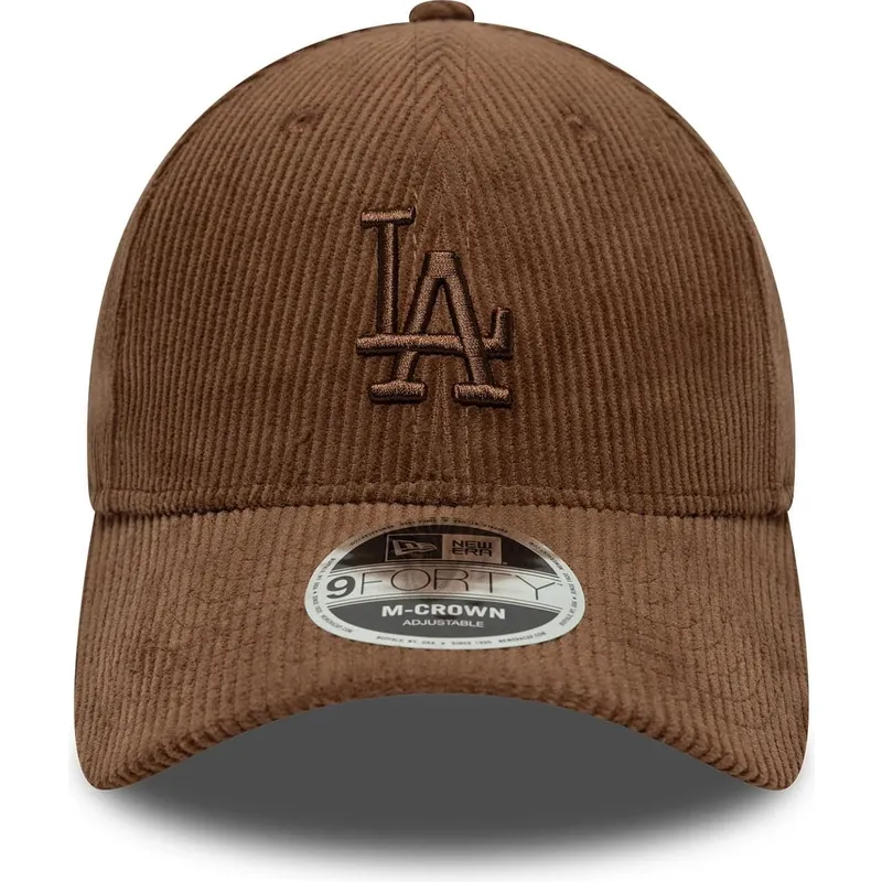 bone-curvo-castanho-ajustavel-com-logo-castanho-9forty-m-crown-cord-da-los-angeles-dodgers-mlb-da-new-era