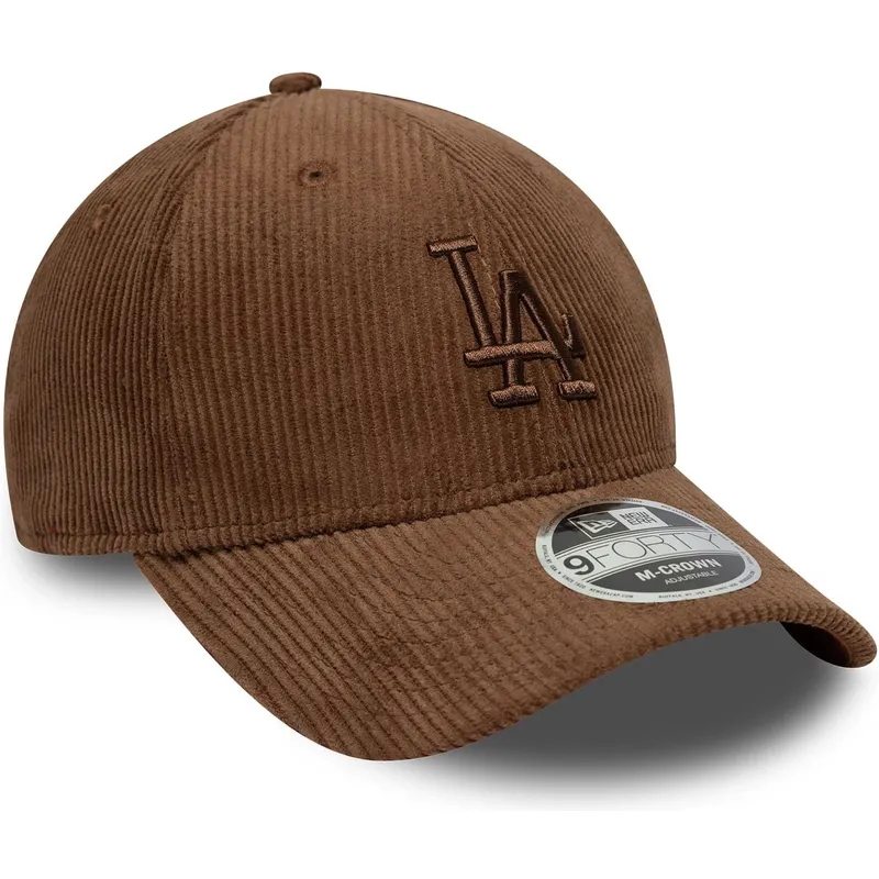 bone-curvo-castanho-ajustavel-com-logo-castanho-9forty-m-crown-cord-da-los-angeles-dodgers-mlb-da-new-era