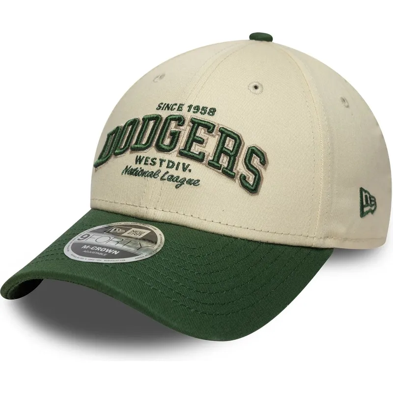 bone-curvo-bege-e-verde-ajustavel-9forty-m-crown-wordmark-da-los-angeles-dodgers-mlb-da-new-era