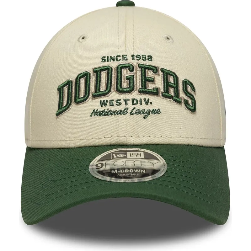 bone-curvo-bege-e-verde-ajustavel-9forty-m-crown-wordmark-da-los-angeles-dodgers-mlb-da-new-era