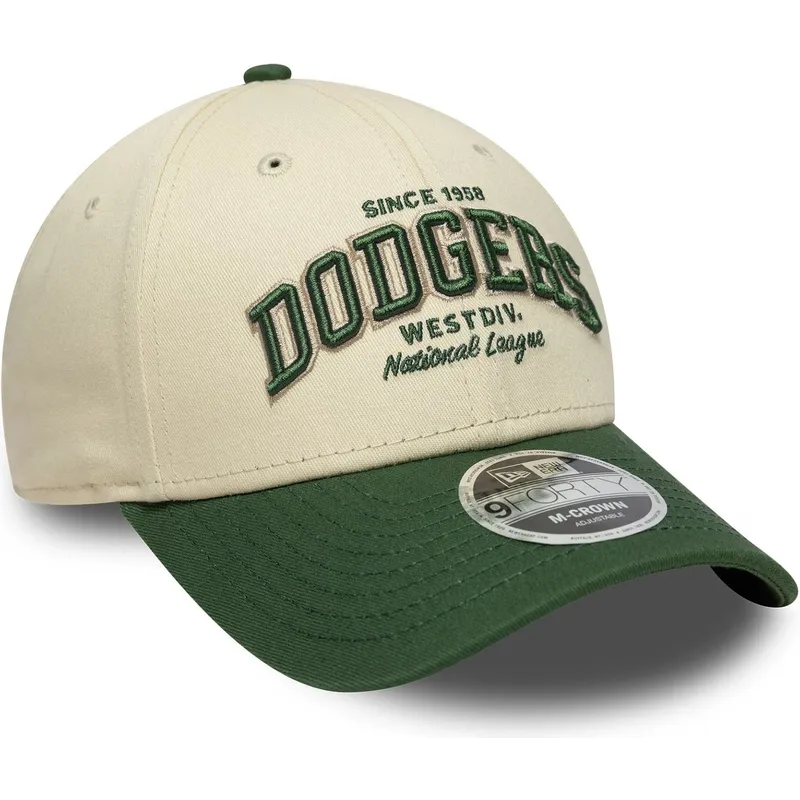 bone-curvo-bege-e-verde-ajustavel-9forty-m-crown-wordmark-da-los-angeles-dodgers-mlb-da-new-era