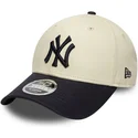 bone-curvo-bege-e-azul-marinho-snapback-9forty-m-crown-da-new-york-yankees-mlb-da-new-era