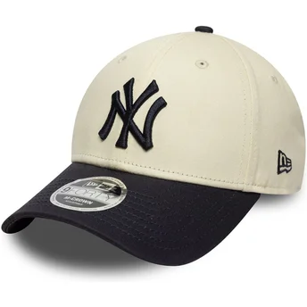 Boné curvo bege e azul marinho snapback 9FORTY M-Crown da New York Yankees MLB da New Era