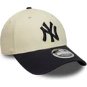 bone-curvo-bege-e-azul-marinho-snapback-9forty-m-crown-da-new-york-yankees-mlb-da-new-era