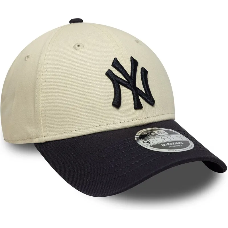bone-curvo-bege-e-azul-marinho-snapback-9forty-m-crown-da-new-york-yankees-mlb-da-new-era