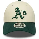 bone-curvo-bege-e-verde-snapback-9forty-m-crown-da-oakland-athletics-mlb-da-new-era