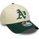 bone-curvo-bege-e-verde-snapback-9forty-m-crown-da-oakland-athletics-mlb-da-new-era