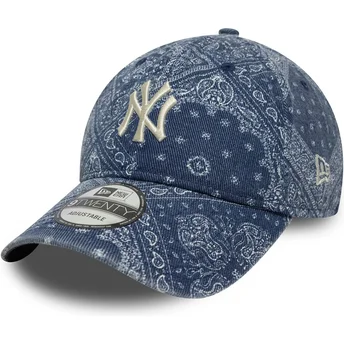 Boné curvo azul ajustável 9TWENTY Washed Paisley da New York Yankees MLB da New Era