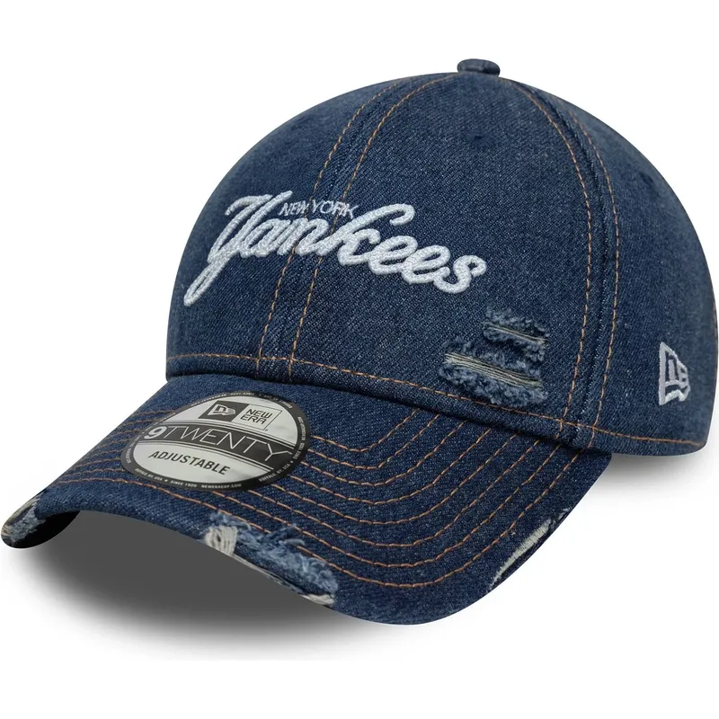 bone-curvo-azul-ajustavel-9twenty-denim-distress-da-new-york-yankees-mlb-da-new-era