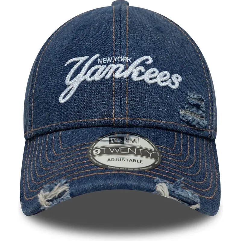 bone-curvo-azul-ajustavel-9twenty-denim-distress-da-new-york-yankees-mlb-da-new-era