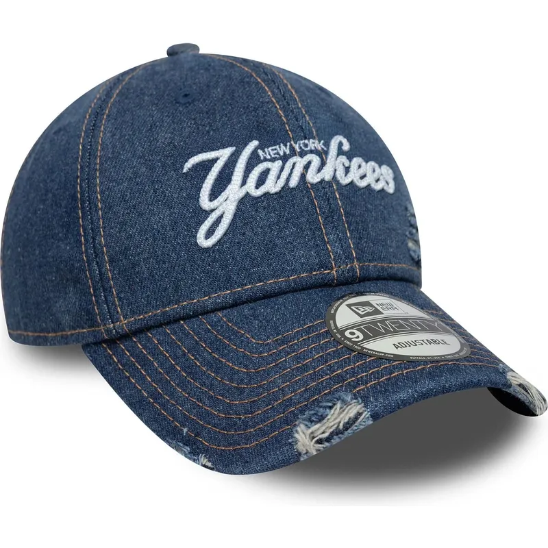 bone-curvo-azul-ajustavel-9twenty-denim-distress-da-new-york-yankees-mlb-da-new-era
