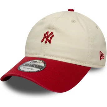 Boné curvo bege e vermelho ajustável 9TWENTY Mini Washed da New York Yankees MLB da New Era