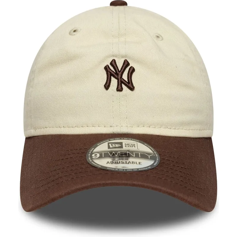 bone-curvo-bege-e-castanho-ajustavel-9twenty-mini-washed-da-new-york-yankees-mlb-da-new-era