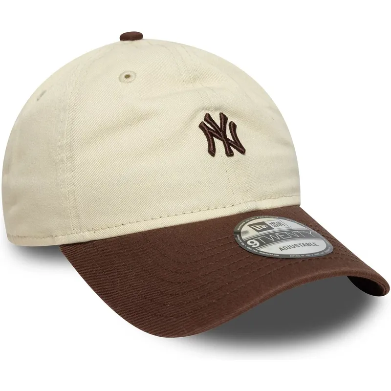 bone-curvo-bege-e-castanho-ajustavel-9twenty-mini-washed-da-new-york-yankees-mlb-da-new-era