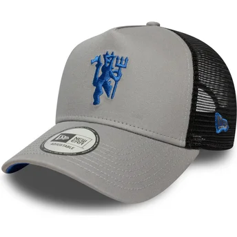Boné trucker cinza e preto A Frame Seasonal da Manchester United Football Club Premier League da New Era