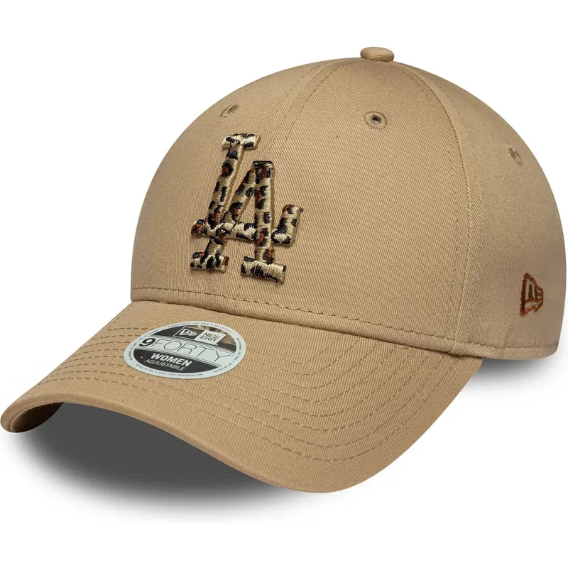 bone-curvo-castanho-ajustavel-con-logo-leopardo-para-mulheres-9forty-animal-infill-da-los-angeles-dodgers-mlb-da-new-era