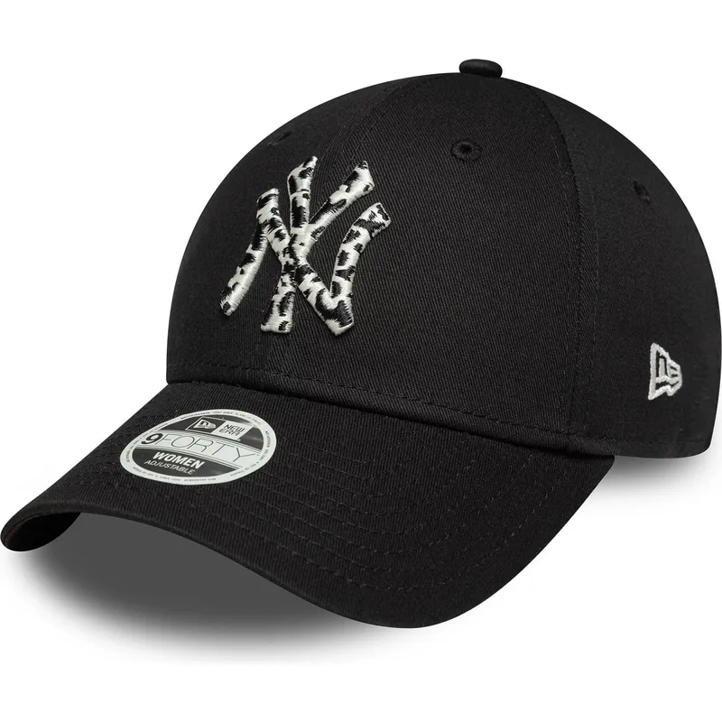 bone-curvo-preto-ajustavel-para-mulheres-9forty-animal-infill-da-new-york-yankees-mlb-da-new-era