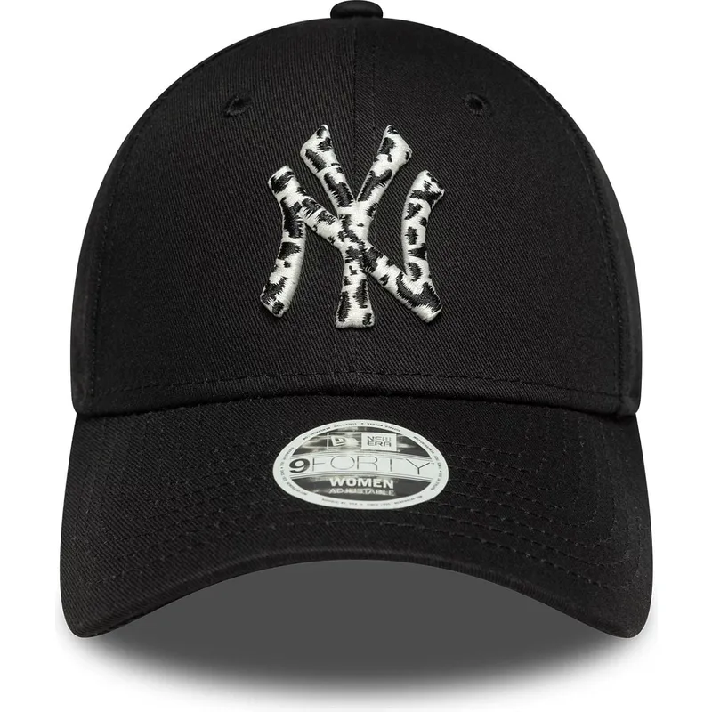 bone-curvo-preto-ajustavel-para-mulheres-9forty-animal-infill-da-new-york-yankees-mlb-da-new-era