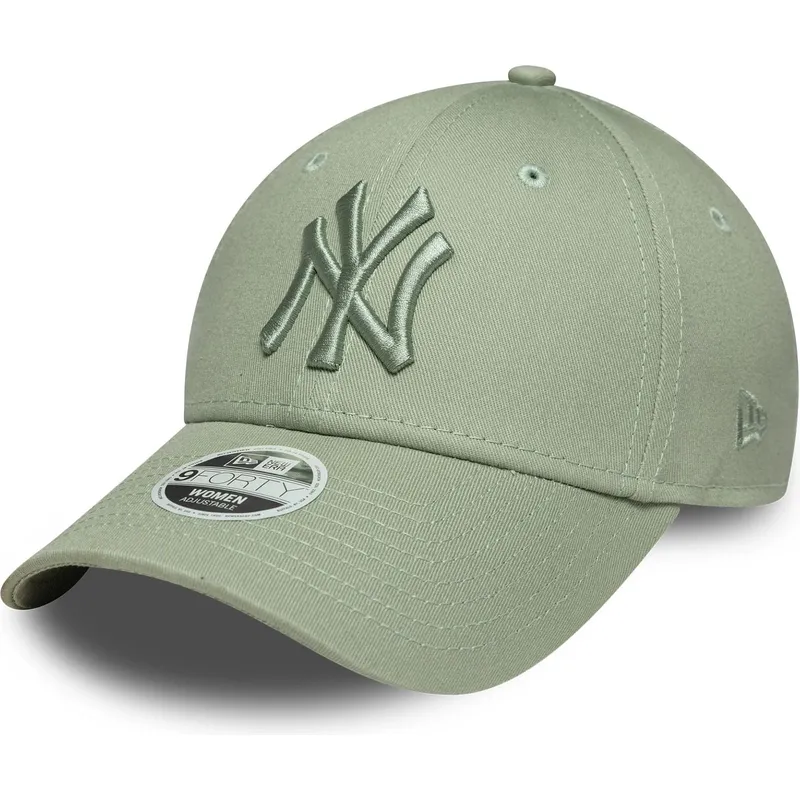 bone-curvo-verde-claro-ajustavel-com-logo-verde-para-mulheres-9forty-league-essential-da-new-york-yankees-mlb-da-new-era