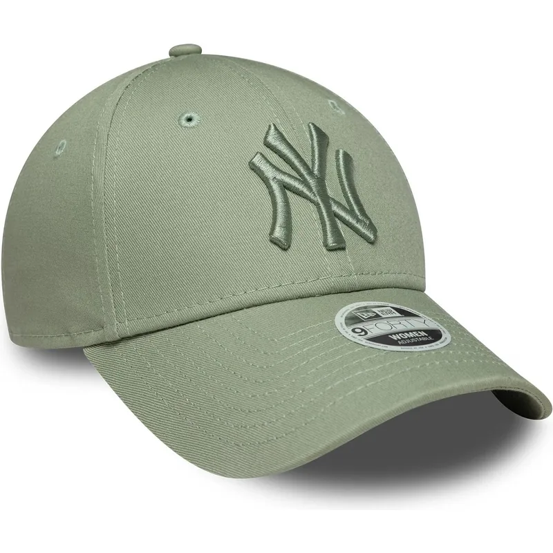 bone-curvo-verde-claro-ajustavel-com-logo-verde-para-mulheres-9forty-league-essential-da-new-york-yankees-mlb-da-new-era