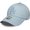 bone-curvo-azul-claro-ajustavel-com-logo-azul-para-mulheres-9forty-metallic-logo-da-los-angeles-dodgers-mlb-da-new-era