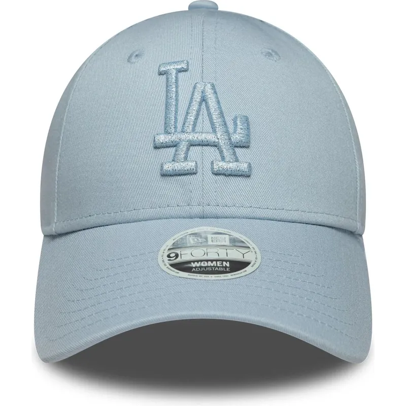 bone-curvo-azul-claro-ajustavel-com-logo-azul-para-mulheres-9forty-metallic-logo-da-los-angeles-dodgers-mlb-da-new-era