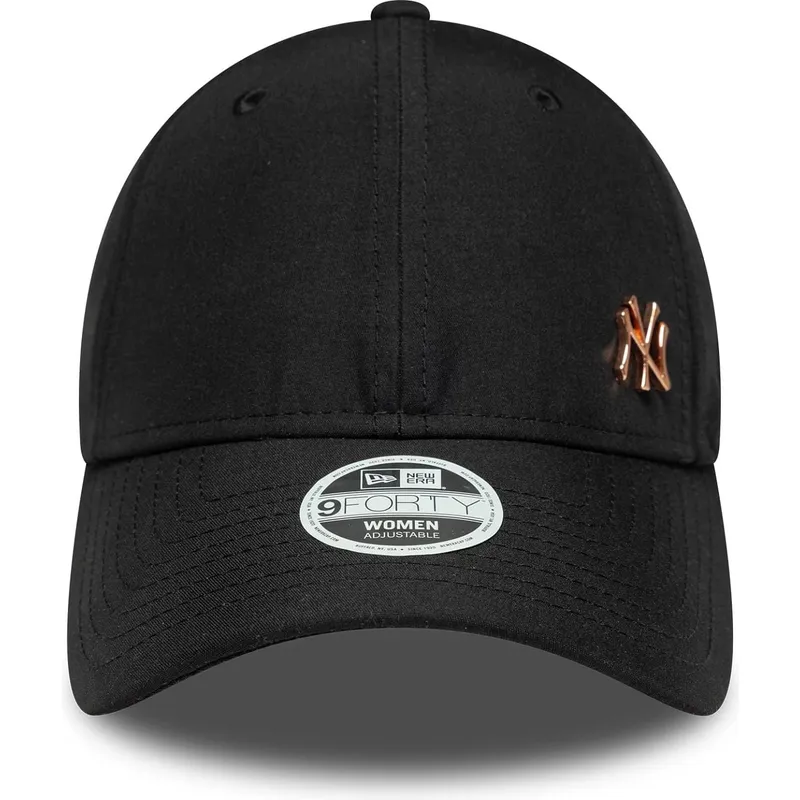 bone-curvo-preto-ajustavel-com-logo-bronze-para-mulheres-9forty-flawless-da-new-york-yankees-mlb-da-new-era