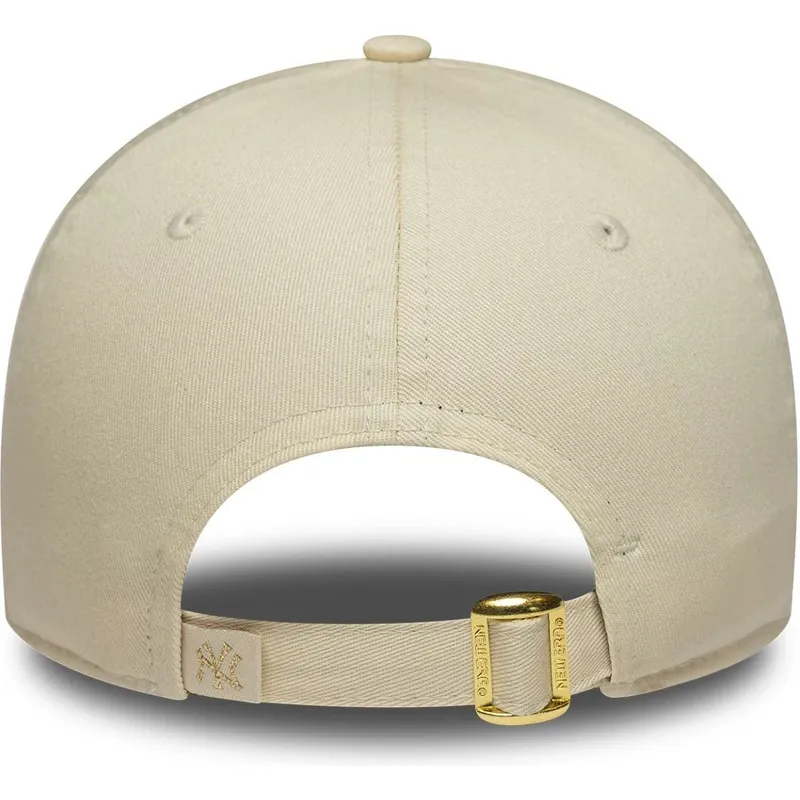 bone-curvo-bege-ajustavel-para-mulheres-9forty-sequin-wordmark-da-new-york-yankees-mlb-da-new-era