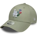 bone-curvo-verde-claro-ajustavel-para-mulheres-9forty-floral-icon-da-los-angeles-dodgers-mlb-da-new-era