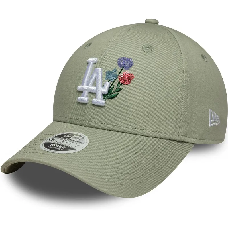 bone-curvo-verde-claro-ajustavel-para-mulheres-9forty-floral-icon-da-los-angeles-dodgers-mlb-da-new-era