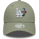 bone-curvo-verde-claro-ajustavel-para-mulheres-9forty-floral-icon-da-los-angeles-dodgers-mlb-da-new-era