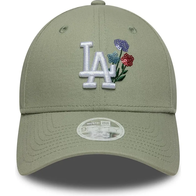 bone-curvo-verde-claro-ajustavel-para-mulheres-9forty-floral-icon-da-los-angeles-dodgers-mlb-da-new-era