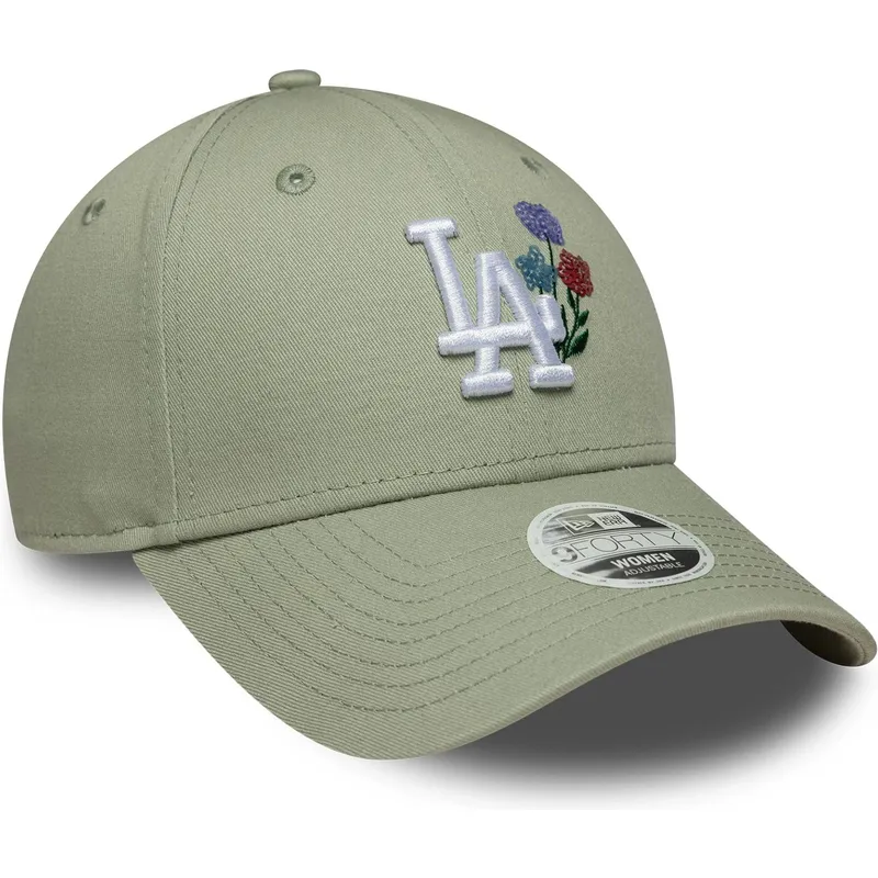 bone-curvo-verde-claro-ajustavel-para-mulheres-9forty-floral-icon-da-los-angeles-dodgers-mlb-da-new-era