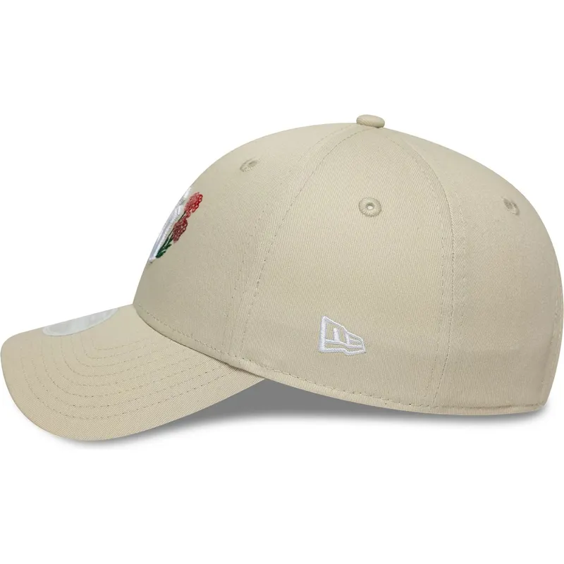 bone-curvo-bege-ajustavel-para-mulheres-9forty-floral-icon-da-new-york-yankees-mlb-da-new-era
