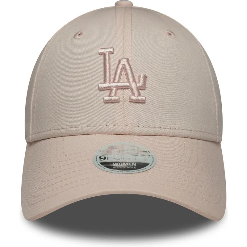 bone-curvo-rosa-ajustavel-com-logo-rosa-para-mulheres-9forty-league-essential-midi-da-los-angeles-dodgers-mlb-da-new-era