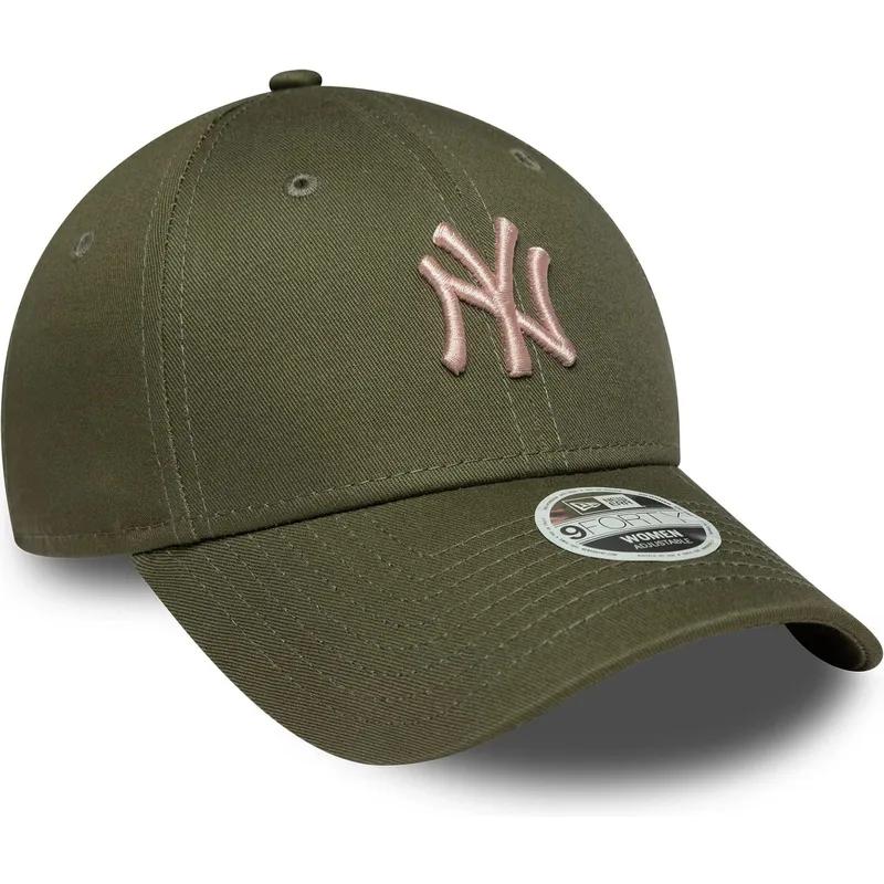 bone-curvo-verde-ajustavel-com-logo-rosa-para-mulheres-9forty-league-essential-midi-da-new-york-yankees-mlb-da-new-era