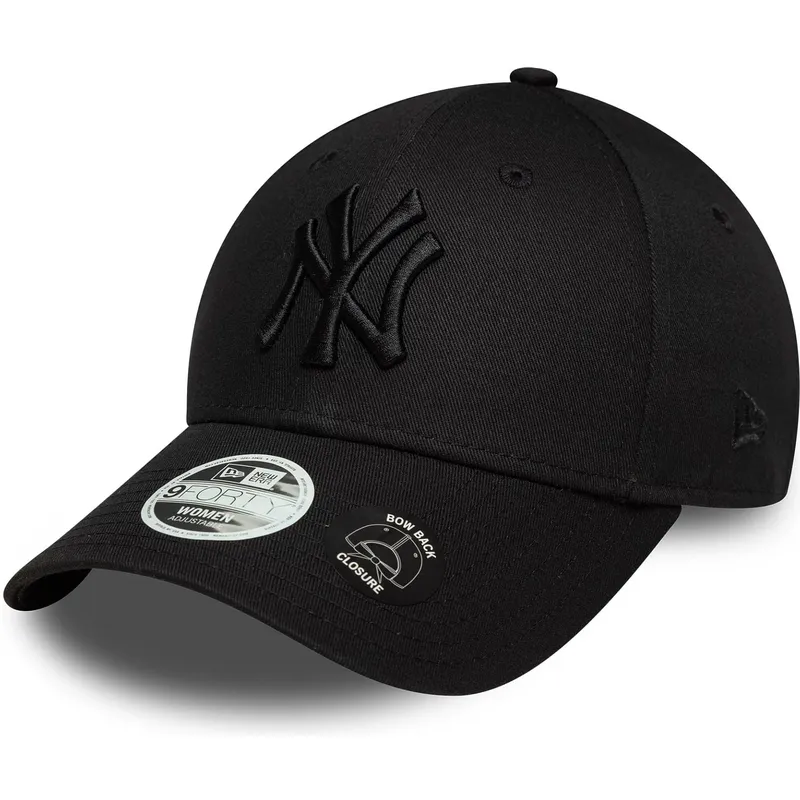 bone-curvo-preto-ajustavel-com-logo-preto-para-mulheres-9forty-bow-back-da-new-york-yankees-mlb-da-new-era