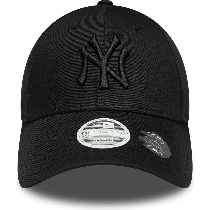 bone-curvo-preto-ajustavel-com-logo-preto-para-mulheres-9forty-bow-back-da-new-york-yankees-mlb-da-new-era