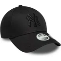 bone-curvo-preto-ajustavel-com-logo-preto-para-mulheres-9forty-bow-back-da-new-york-yankees-mlb-da-new-era