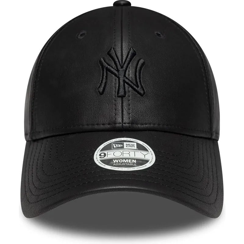 bone-curvo-preto-ajustavel-com-logo-preto-para-mulheres-9forty-pu-da-new-york-yankees-mlb-da-new-era