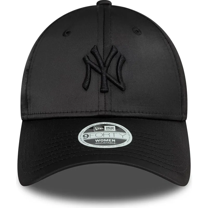 bone-curvo-preto-snapback-com-logo-preto-para-mulheres-9forty-satin-da-new-york-yankees-mlb-da-new-era