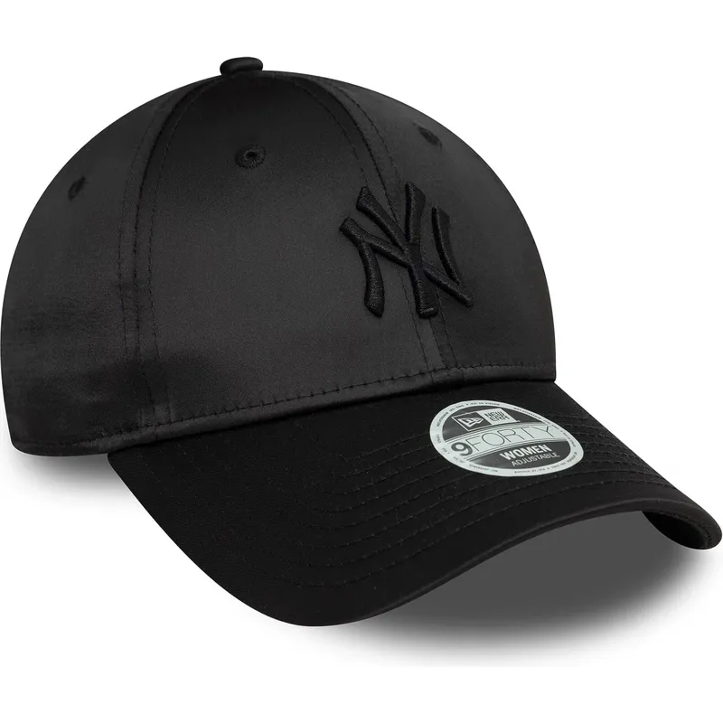 bone-curvo-preto-snapback-com-logo-preto-para-mulheres-9forty-satin-da-new-york-yankees-mlb-da-new-era