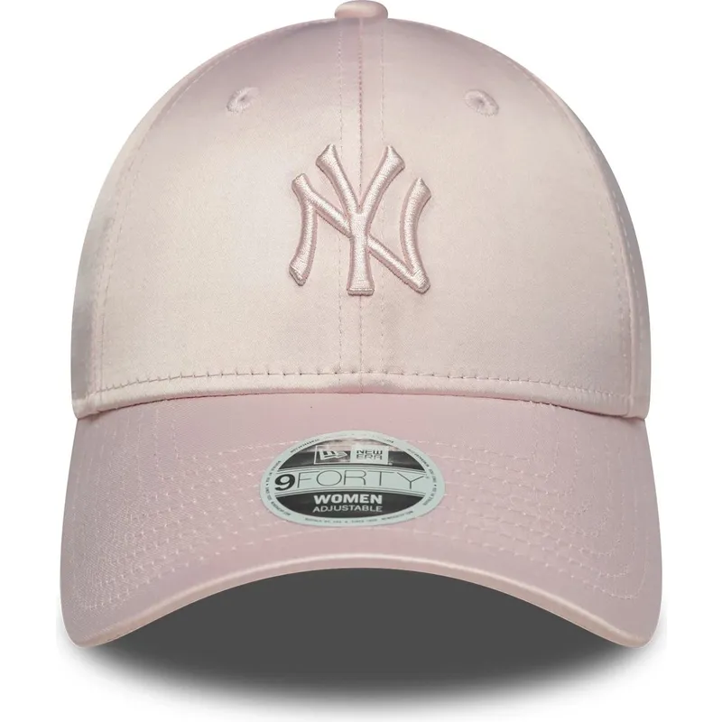 bone-curvo-rosa-ajustavel-com-logo-rosa-para-mulheres-9forty-satin-da-new-york-yankees-mlb-da-new-era