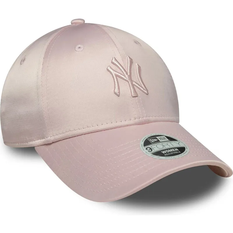 bone-curvo-rosa-ajustavel-com-logo-rosa-para-mulheres-9forty-satin-da-new-york-yankees-mlb-da-new-era