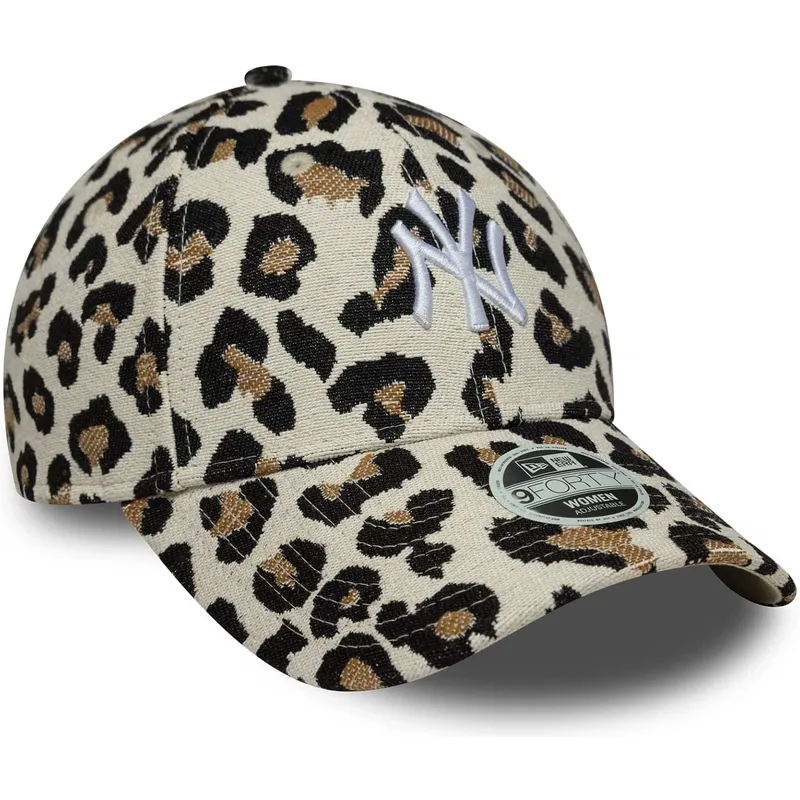 bone-curvo-leopardo-ajustavel-para-mulheres-9forty-midi-da-new-york-yankees-mlb-da-new-era