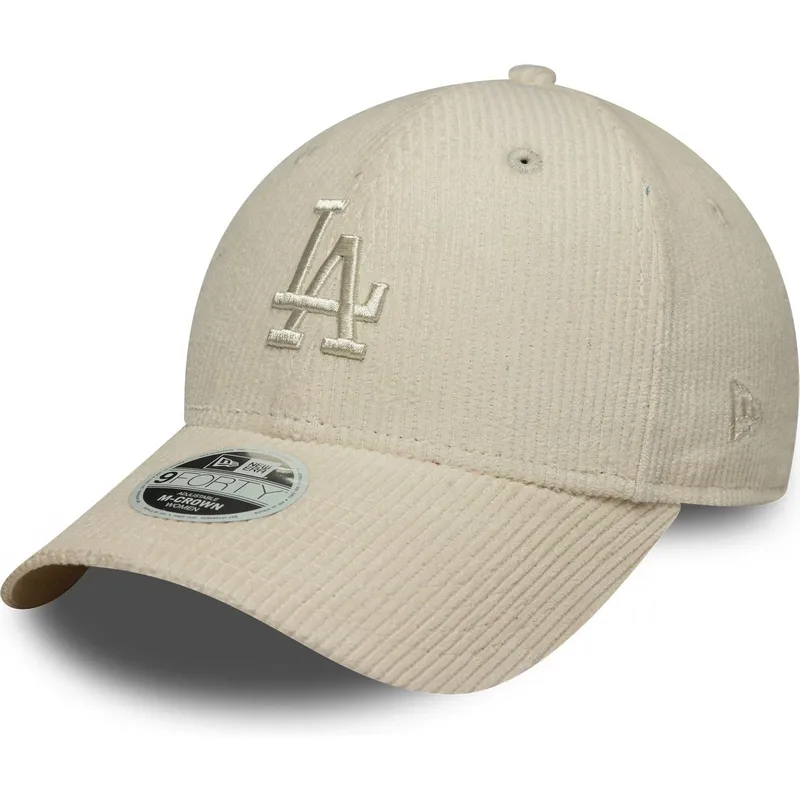 bone-curvo-bege-ajustavel-com-logo-bege-para-mulheres-9forty-m-crown-pastel-cord-da-los-angeles-dodgers-mlb-da-new-era