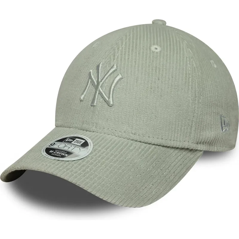 bone-curvo-verde-claro-ajustavel-com-logo-verde-para-mulheres-9forty-m-crown-pastel-cord-da-new-york-yankees-mlb-da-new-era