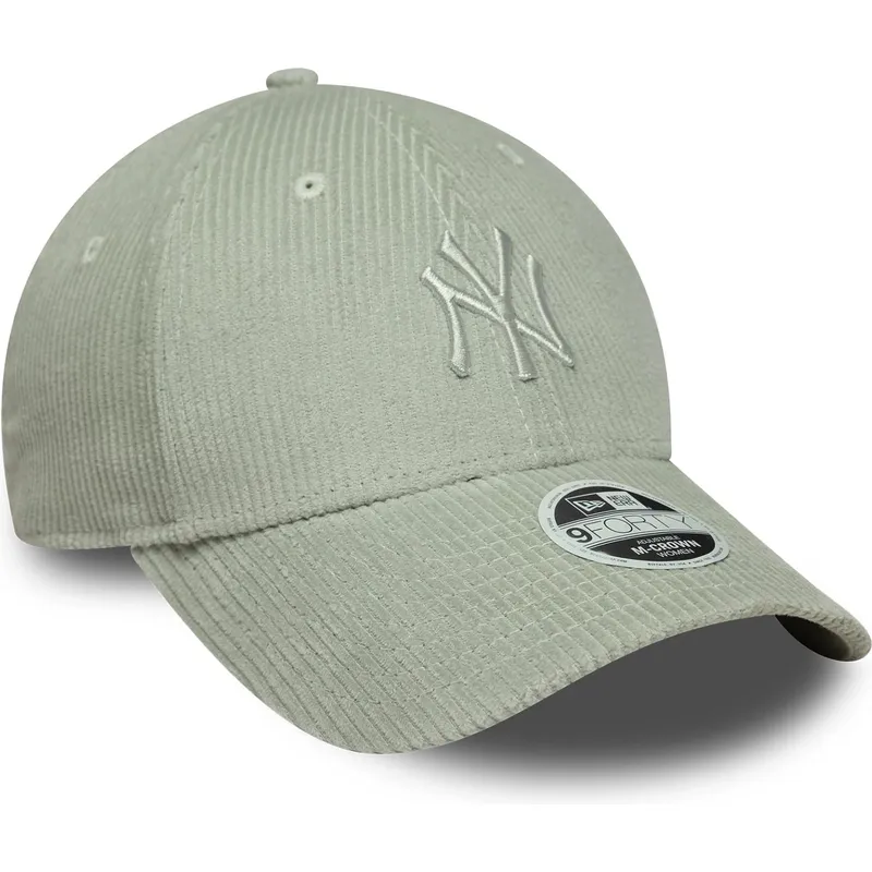 bone-curvo-verde-claro-ajustavel-com-logo-verde-para-mulheres-9forty-m-crown-pastel-cord-da-new-york-yankees-mlb-da-new-era